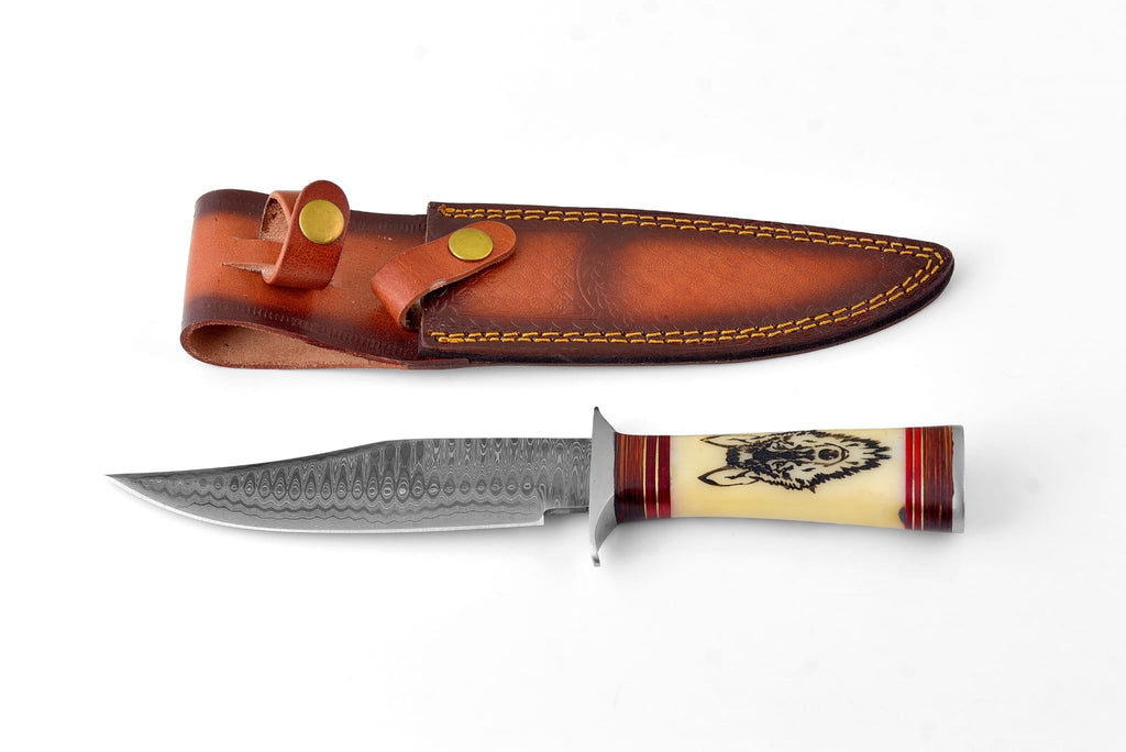 Wilderness Howl Damascus Steel Knife by Titan TK-062 (1)