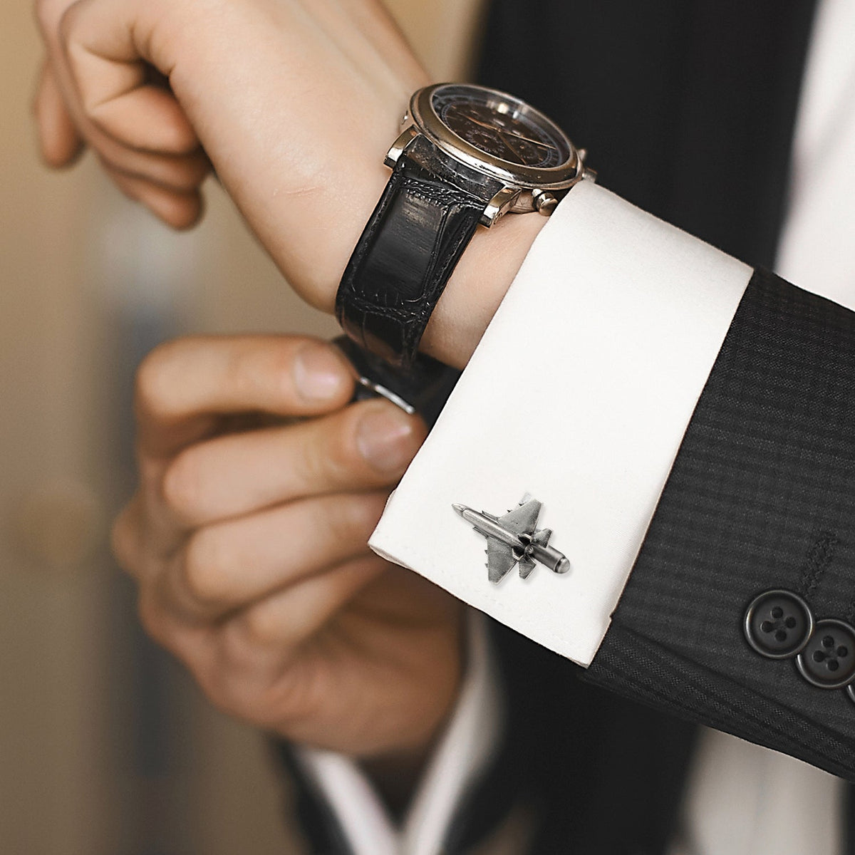 Military Jet 3D Cufflinks