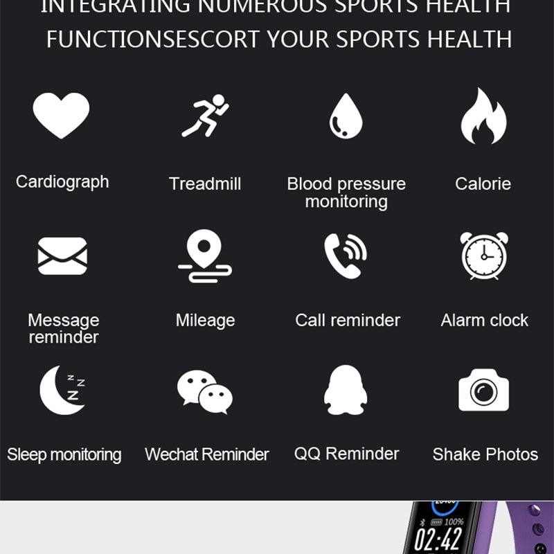 Inteligent Smart Watch Heart Rate Pressure Pedometer Sport Watches Bracelet Electric Sports Watch For Phones Health Smartwatch Heart Rate Monitor Sleep Monitor Waterproof Touch Screen